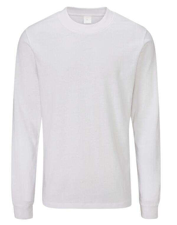 M06 White Unisex Essential Organic Long Sleeve T