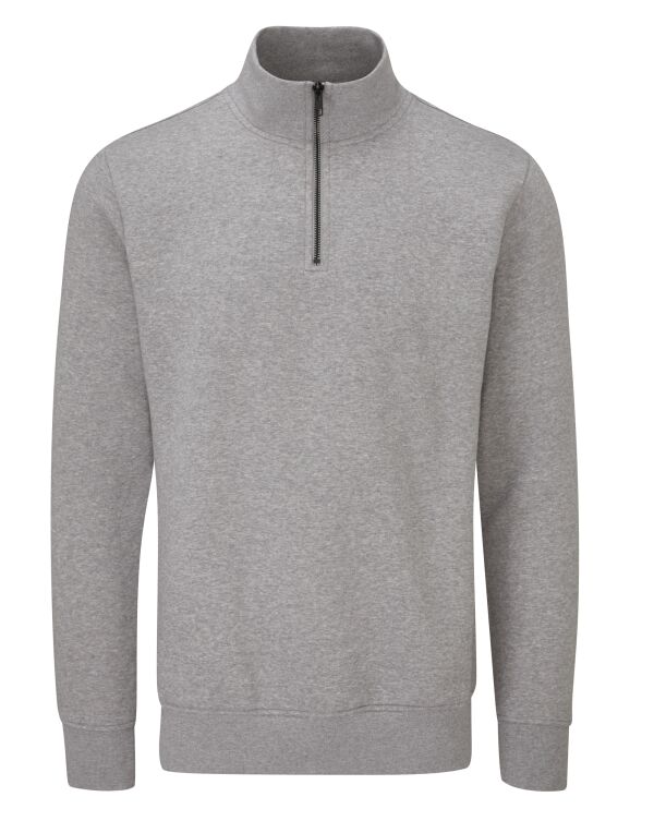 M197 Heather Grey Melange Unisex Organic 1/4 Zip Sweat