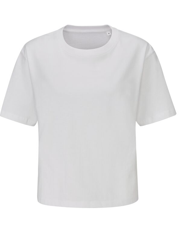 M198 White Women’s Organic Cropped Heavy T