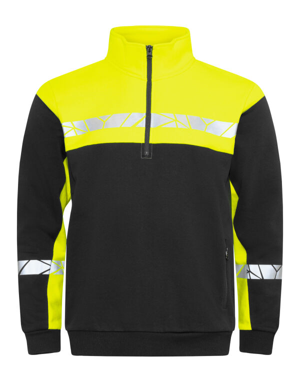 PJ647102 Pro-Job Progression 7102 1/2 Zip Sweatshirt Black/Yellow