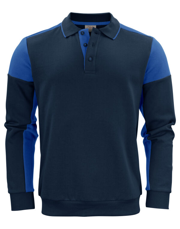 PP2262060 Printer Prime Long Sleeve Polo Sweatshirt Navy/Cobalt