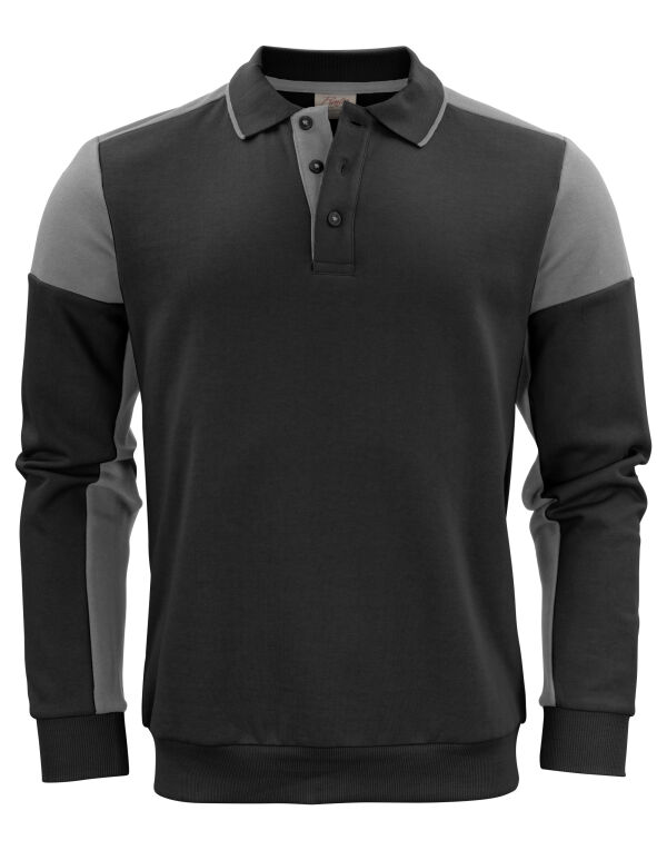 PP2262060 Printer Prime Long Sleeve Polo Sweatshirt Black/Anthracite