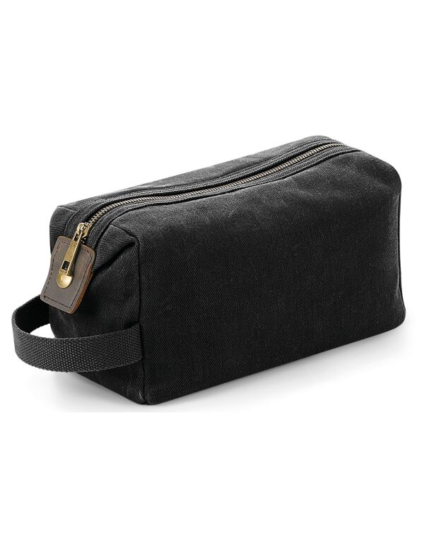 QD651 Quadra Heritage Waxed Canvas Wash Bag Black QD651 Quadra Heritage Waxed Canvas Wash Bag Black