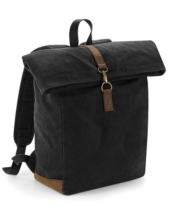 QD655 Black Heritage Waxed Canvas Backpack QD655 Black Heritage Waxed Canvas Backpack