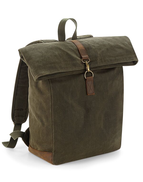 QD655 Quadra Heritage Waxed Canvas Backpack Olive Green