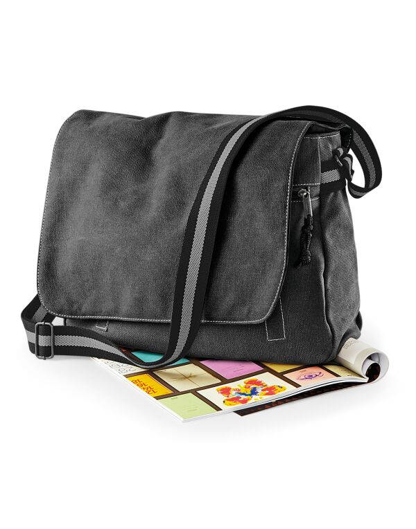 QD610 Vintage Black Vintage Canvas Despatch Bag