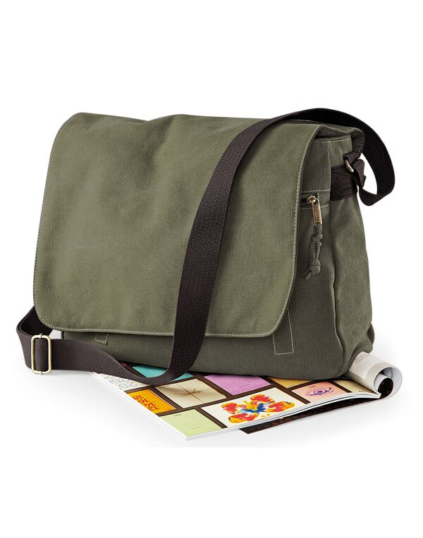 QD610 Vintage Military Green Vintage Canvas Despatch Bag