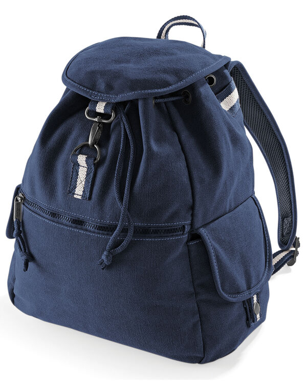 QD612 Vintage Oxford Navy Vintage Canvas Backpack