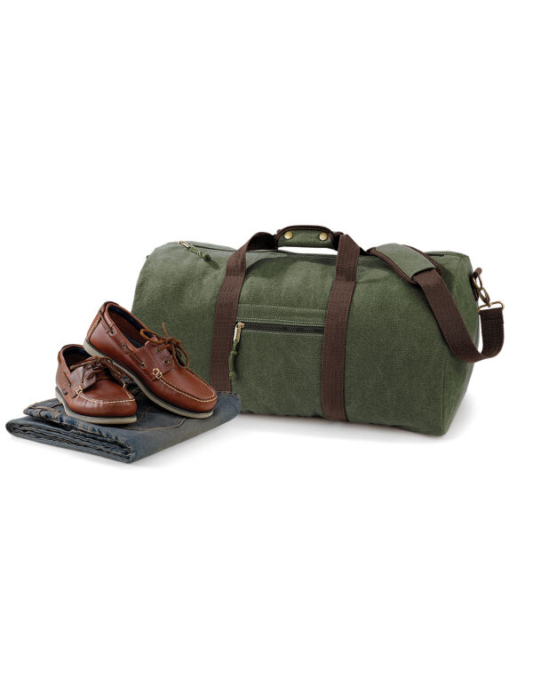 QD613 Quadra Vintage Canvas Holdall Vintage Military Green