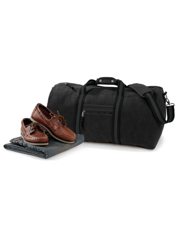 QD613 Quadra Vintage Canvas Holdall Vintage Black