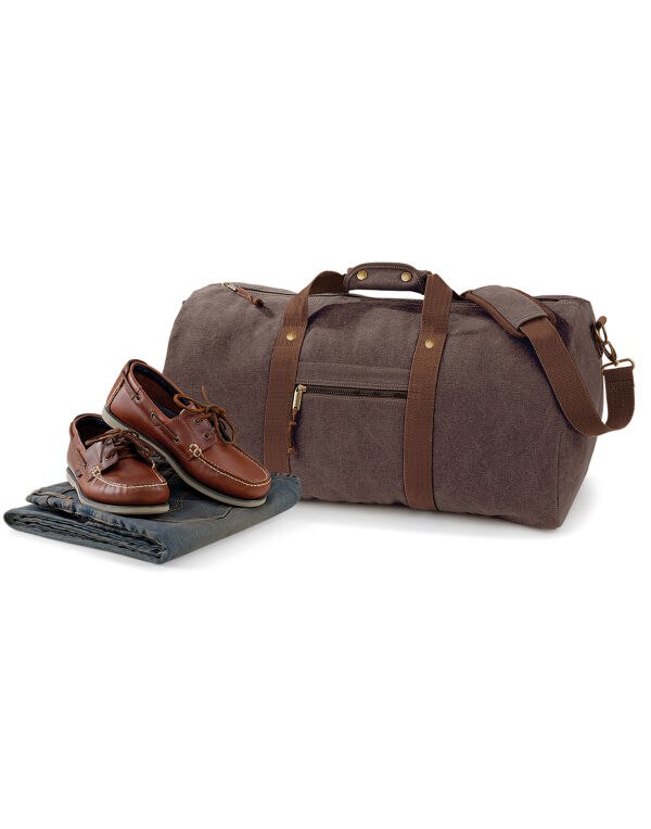 QD613 Quadra Vintage Canvas Holdall Vintage Brown QD613 Quadra Vintage Canvas Holdall Vintage Brown