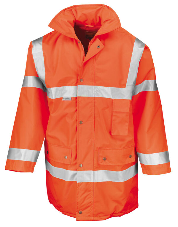 R018X Result Safeguard Motorway Coat Hi Vis Orange
