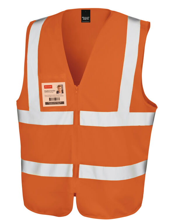 R202X Hi Vis Orange Zip ID Safety Tabard