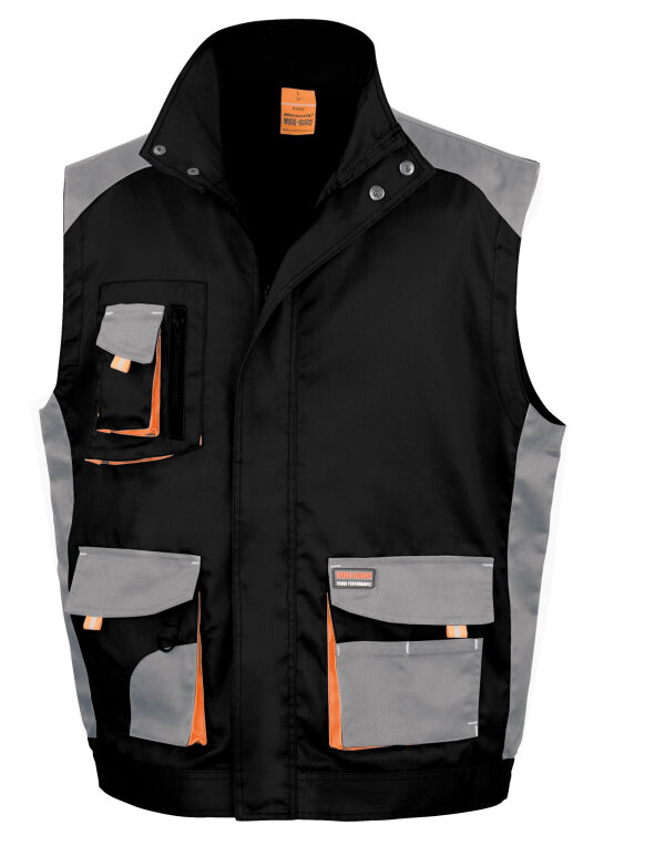 R317X WORK-GUARD by Result Lite Gilet Black/Grey/Orange