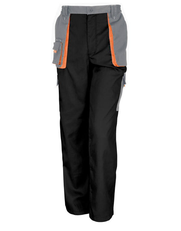 R318X WORK-GUARD by Result Lite Trousers Black/Grey/Orange