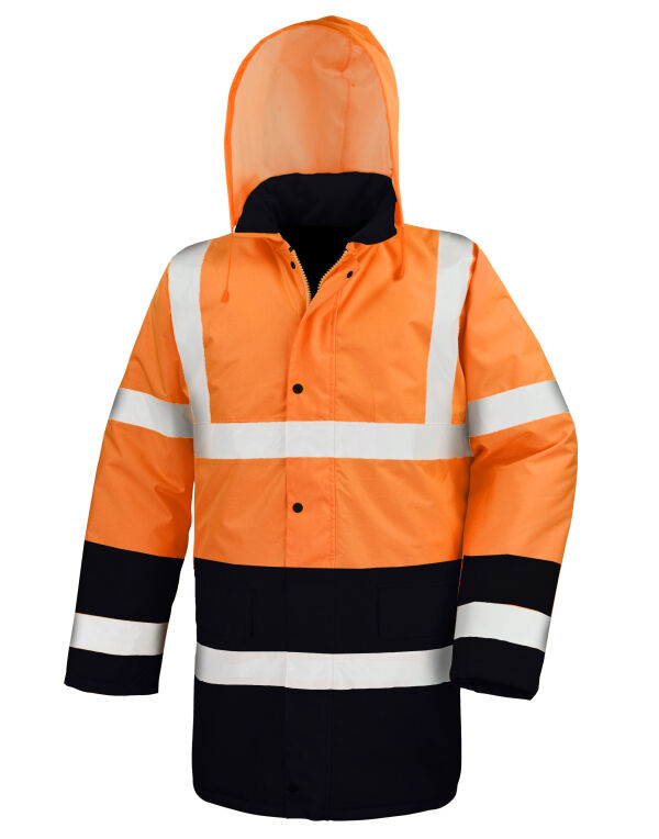 R452X Result Safeguard Motorway 2-Tone Safety Coat Fluorescent Orange/Black