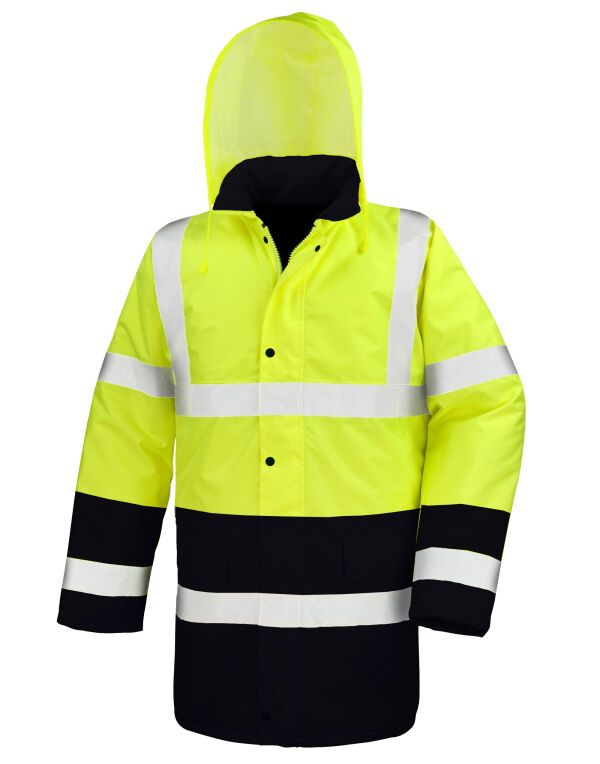 R452X Result Safeguard Motorway 2-Tone Safety Coat Fluorescent Yellow/Black
