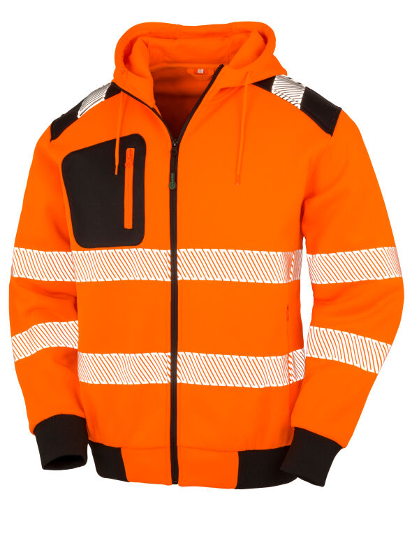 R503X Result Recycled Recycled Zipped Safety Hoody Fluoresent Orange
