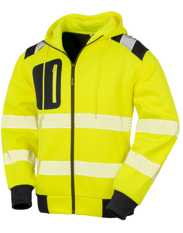 R503X Result Recycled Recycled Zipped Safety Hoody Fluoresent Yellow