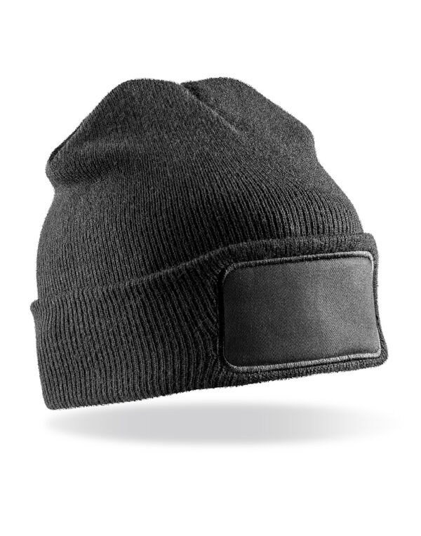 RC027X Black Double Knit Printers Beanie