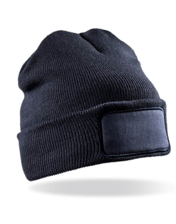 RC027X Navy Double Knit Printers Beanie