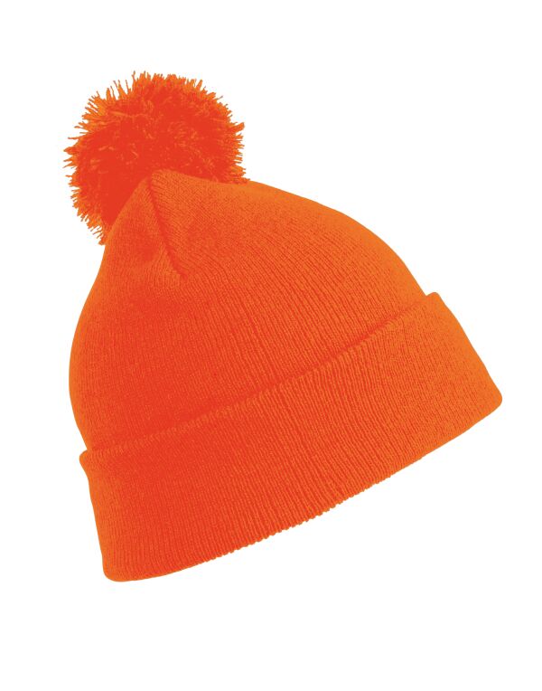 RC028J Result Winter Essentials Junior Pom Pom Beanie Fluoresent Orange RC028J Result Winter Essentials Junior Pom Pom Beanie Fluoresent Orange