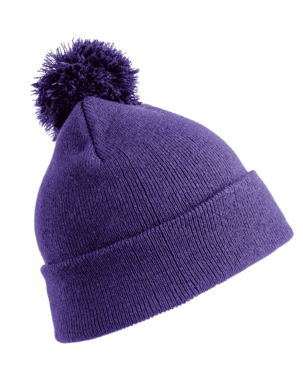 RC028J Result Winter Essentials Junior Pom Pom Beanie Purple