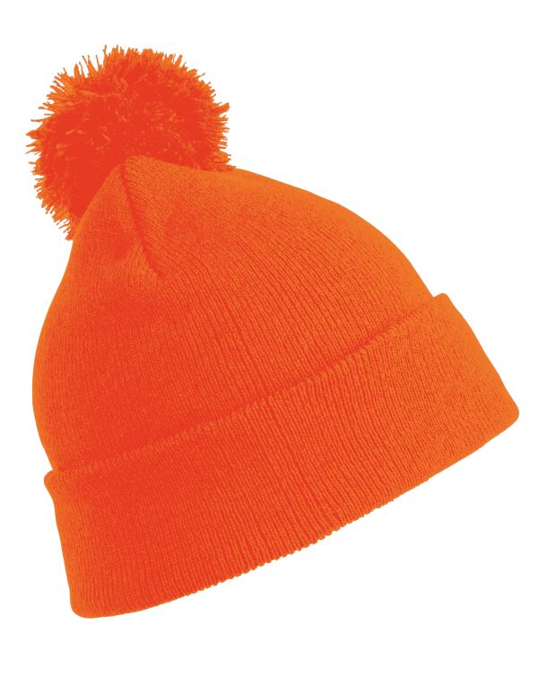 RC028X Result Winter Essentials Pom Pom Beanie Fluoresent Orange RC028X Result Winter Essentials Pom Pom Beanie Fluoresent Orange