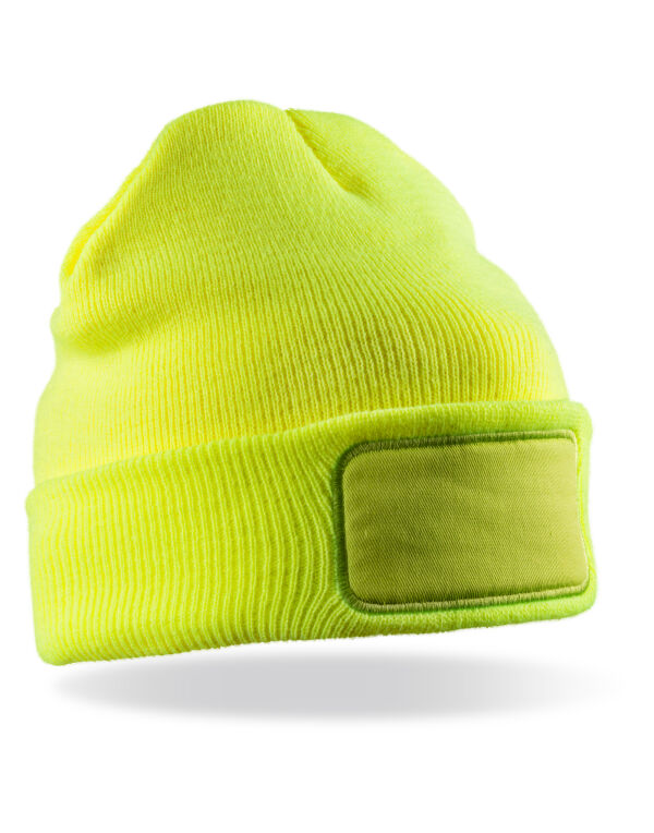 RC034X Fluoresent Yellow Double Knit Thinsulate™ Printers Beanie