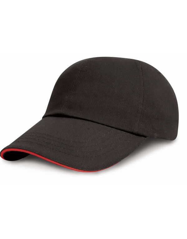 RC24P Result Headwear Cotton Cap with Sandwich Peak Black/Red RC24P Result Headwear Cotton Cap with Sandwich Peak Black/Red