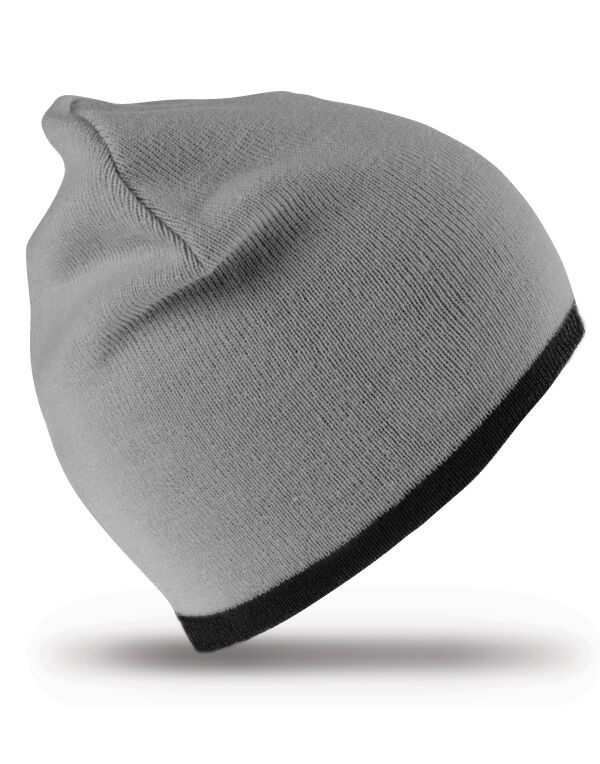 RC46 Grey/Black Soft Feel Cuffless Reversible Beanie