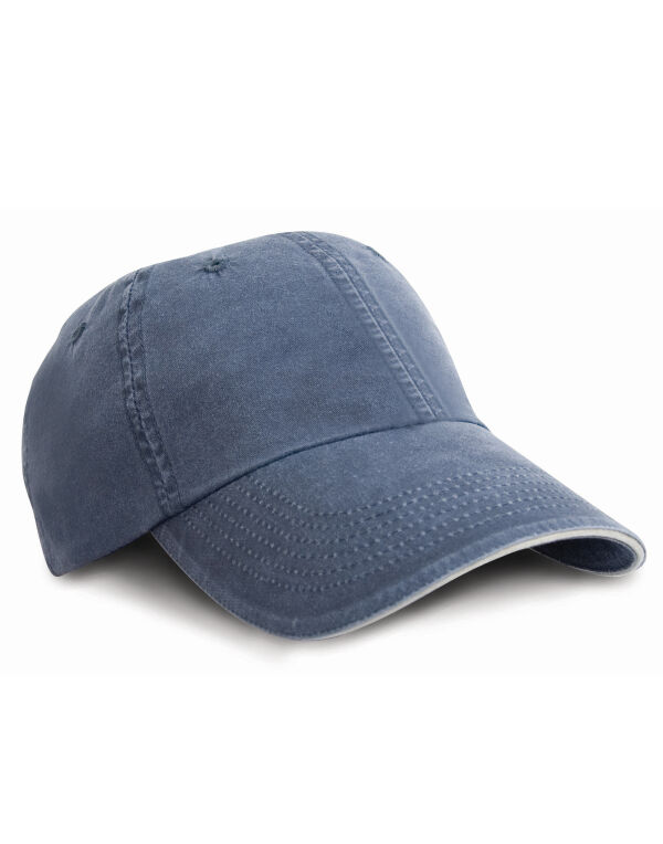 RC54 Result Headwear Washed Fine Line Cotton Cap Navy/Putty