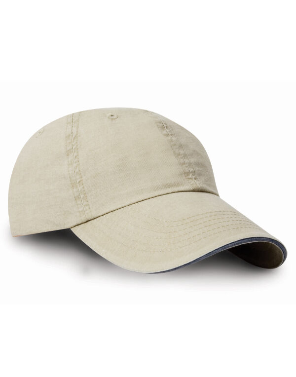 RC54 Result Headwear Washed Fine Line Cotton Cap Putty/Navy