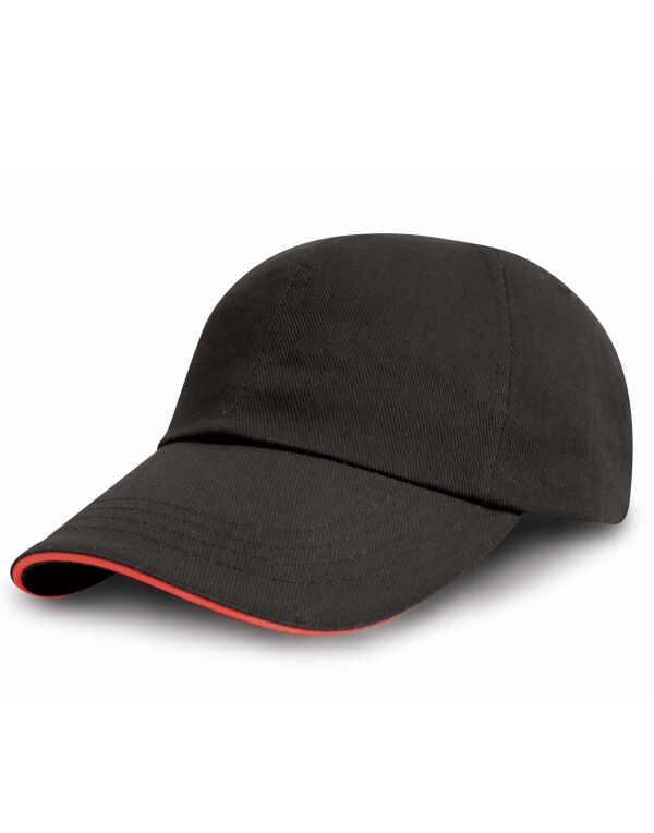 RC50 Result Headwear Brushed Cotton Printers/Embroiderers Cap Black/Red