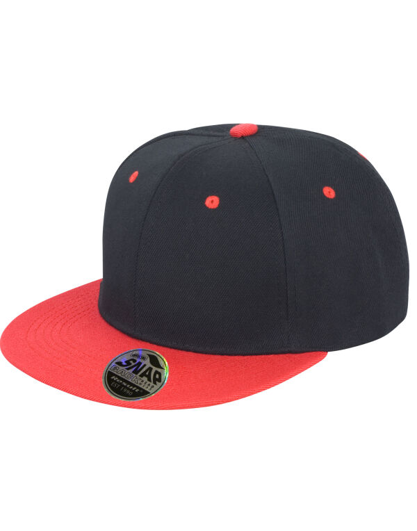 RC82X Black/Red Bronx Original Flat Peak Snap Back Dual Colour Cap