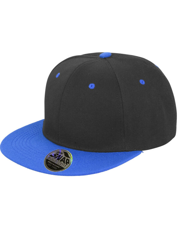 RC82X Result Core Bronx Original Flat Peak Snap Back Cap Black/ Azure Blue