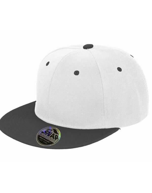 RC82X White/Black Bronx Original Flat Peak Snap Back Dual Colour Cap