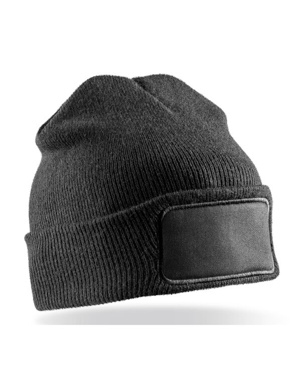 RC927X Result Recycled Recycled Double Knit Printers Beanie Black RC927X Result Recycled Recycled Double Knit Printers Beanie Black
