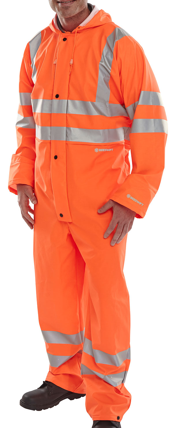Beeswift Hi-Vis Pu Breathable Coverall Orange Beeswift Hi-Vis Pu Breathable Coverall Orange