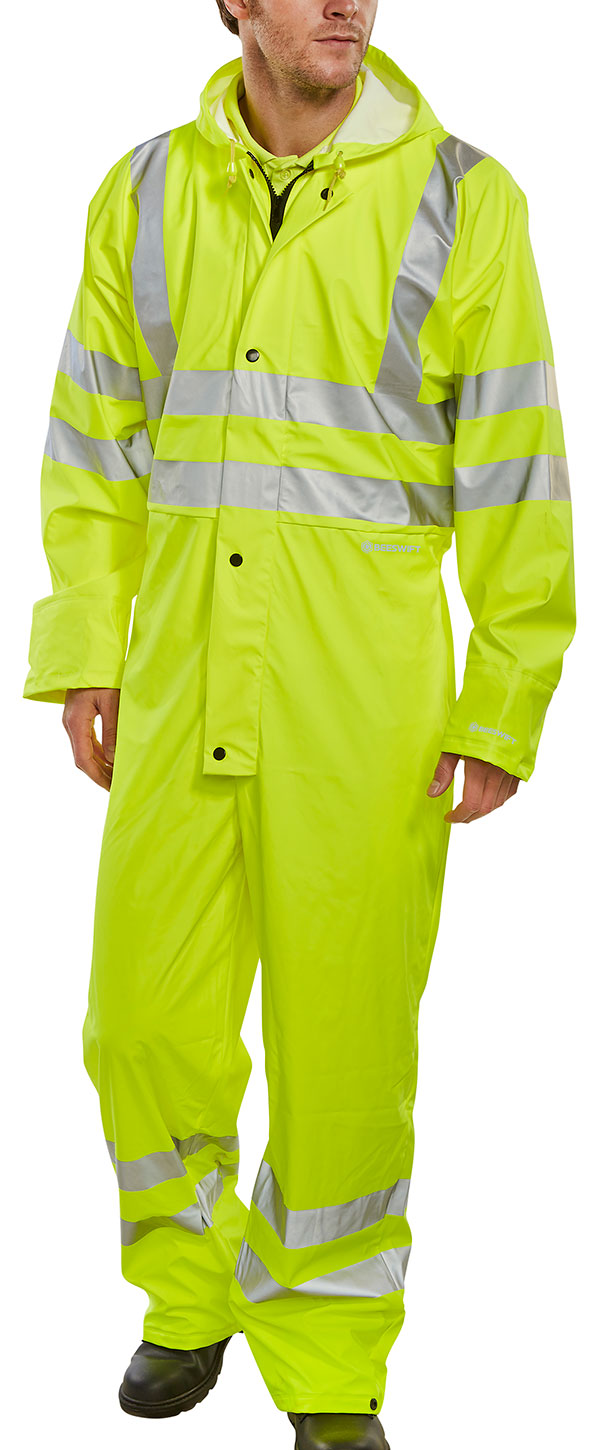 Beeswift Hi-Vis Pu Breathable Coverall Saturn Yellow Beeswift Hi-Vis Pu Breathable Coverall Saturn Yellow