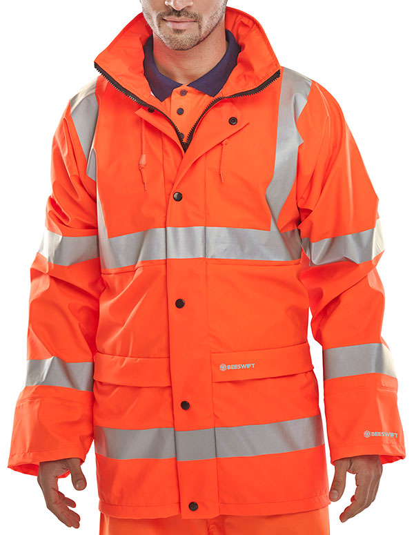 Beeswift Hi-Vis Breathable Pu Jacket Orange Beeswift Hi-Vis Breathable Pu Jacket Orange