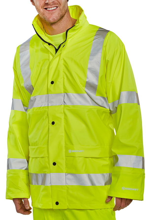 Beeswift Hi-Vis Breathable Pu Jacket Saturn Yellow
