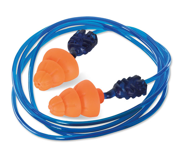 Beeswift Qed Snr34 Corded Tri Flange Reusable Ear Plugs Orange