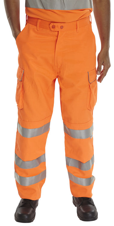 Beeswift Hi-Vis Rail Spec Trousers Orange