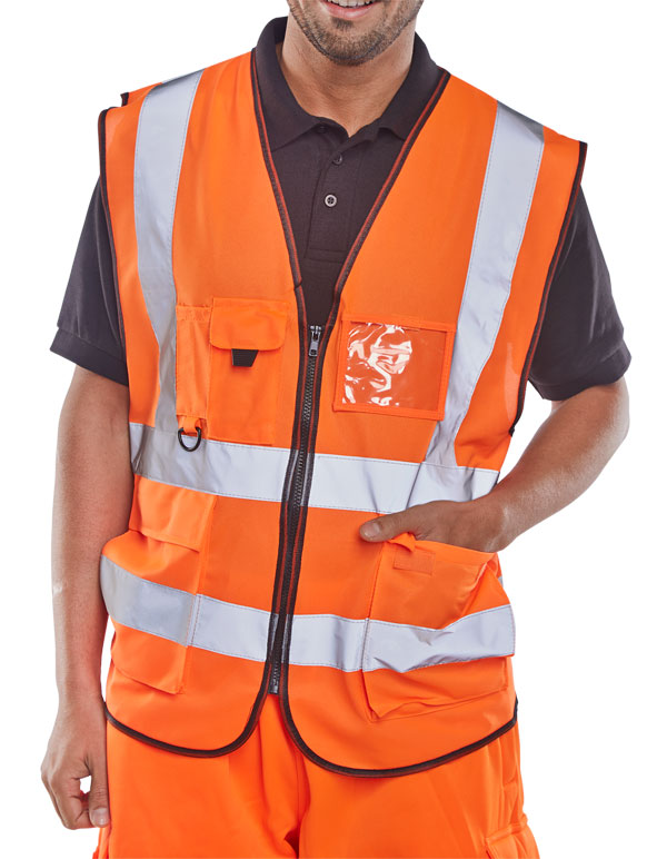 Beeswift Hi-Vis Executive Id Vest Orange Beeswift Hi-Vis Executive Id Vest Orange