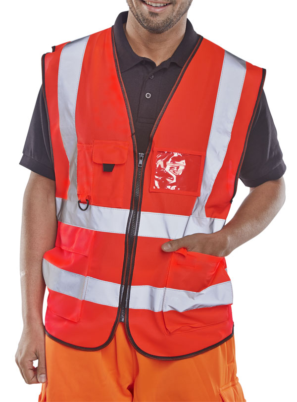 Beeswift Hi-Vis Executive Id Vest Red Beeswift Hi-Vis Executive Id Vest Red