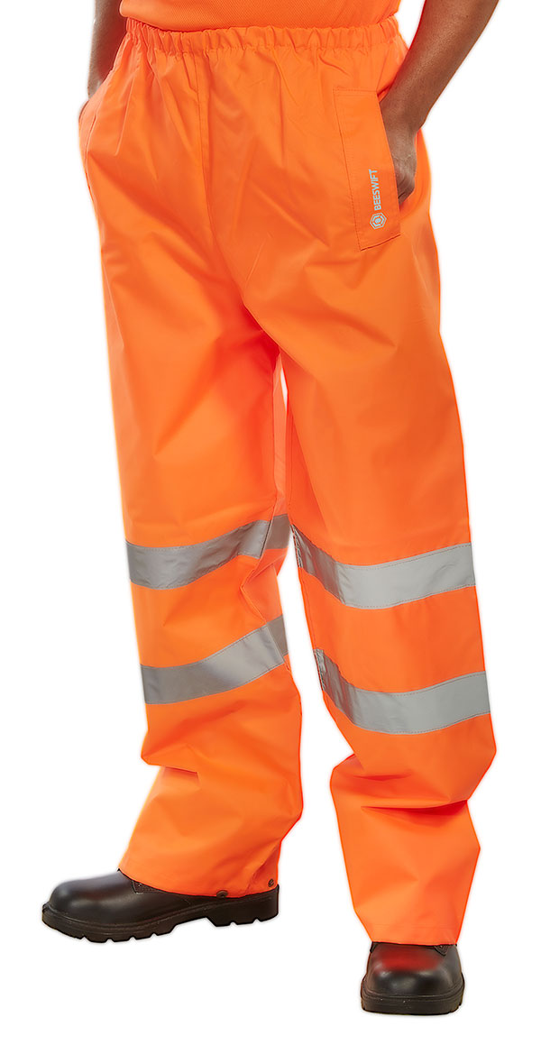 Beeswift Hi-Vis Padded Thermal Lined Rain Trousers Orange Beeswift Hi-Vis Padded Thermal Lined Rain Trousers Orange