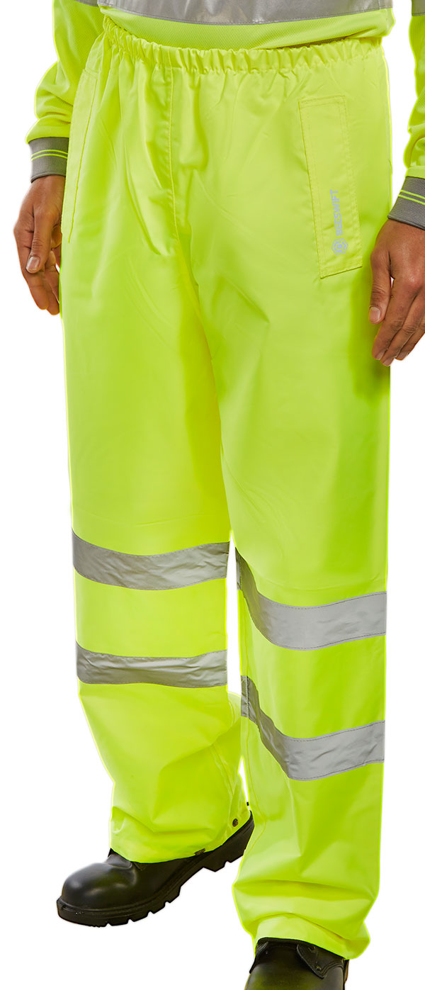 Beeswift Hi-Vis Waterproof Traffic Trousers Saturn Yellow