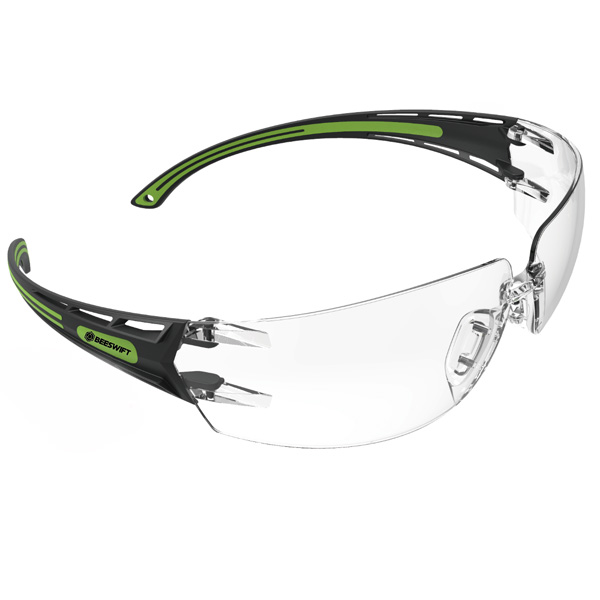 Beeswift Clear Lens Biocolour Frame Safety Glasses Clear/Green