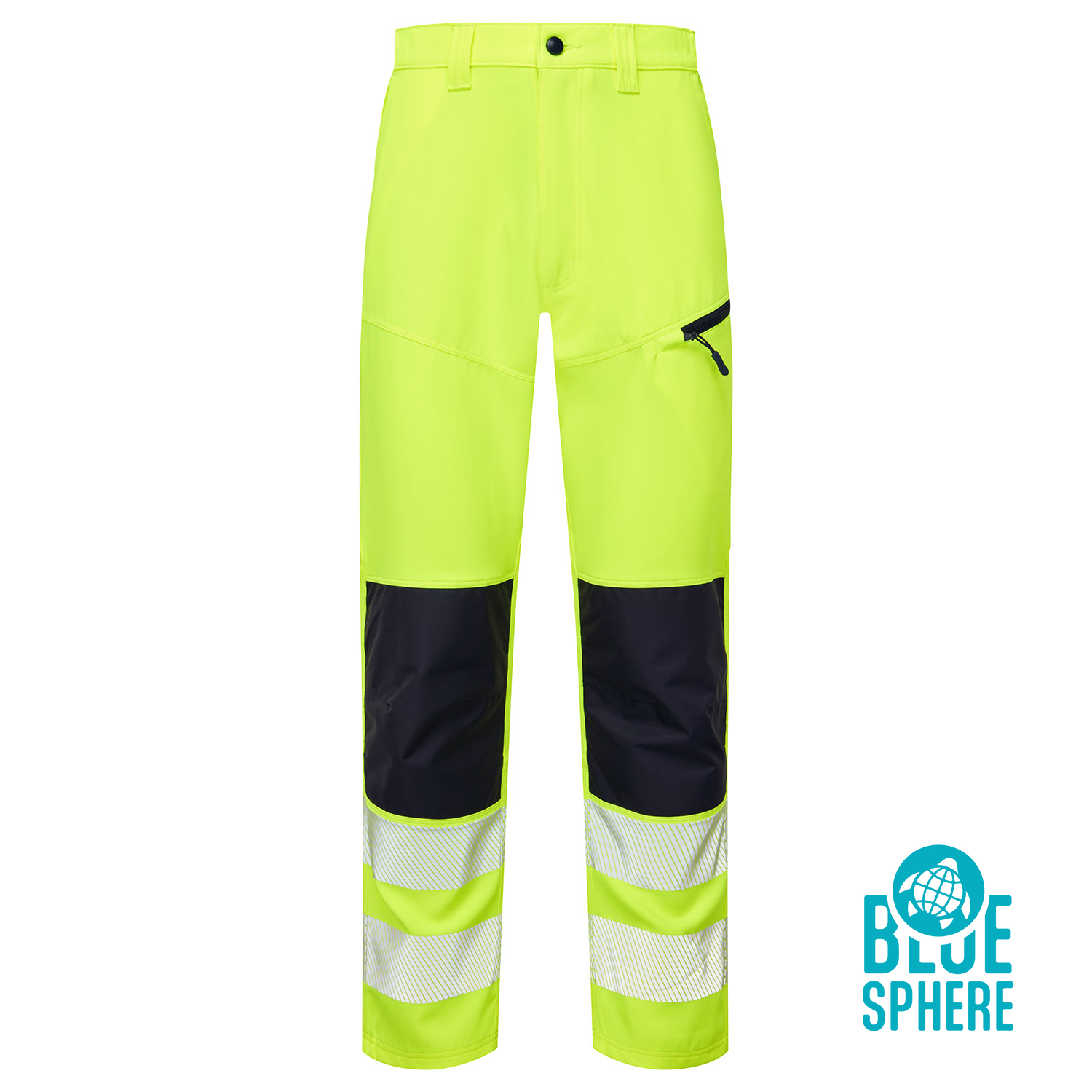 Yellow Essentials Hi Vis Eco Coolair 4-Way Stretch Yellow Trousers